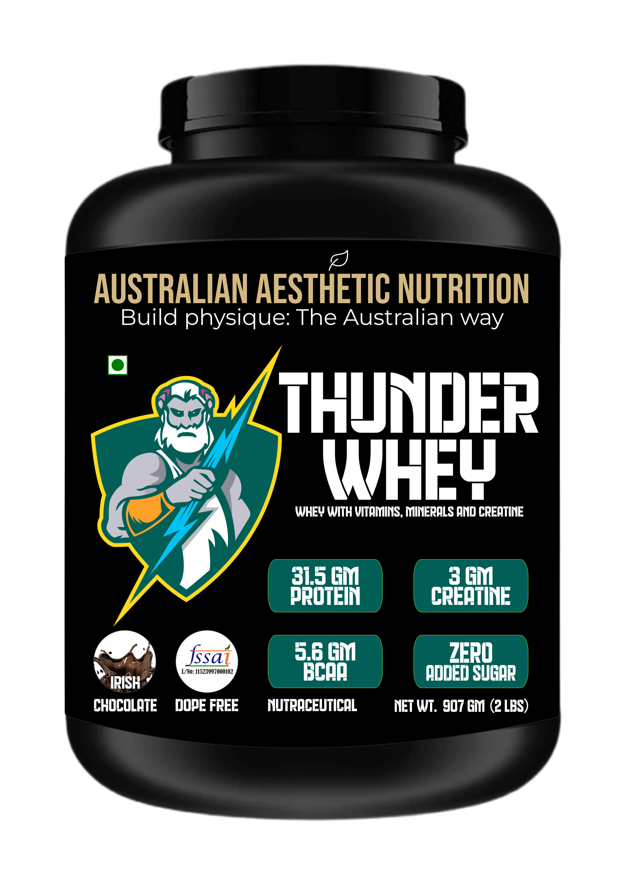 Australian Aesthetic Nutrition Thunder Whey,4.4-lb chocolate 
